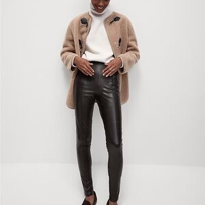 Mark & Spenser Faux Leather High-Waist Leggings in Brown